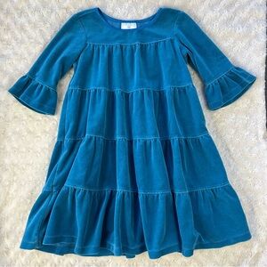 Hanna Andersson Blue Tiered Velvet Dress Size 110 5